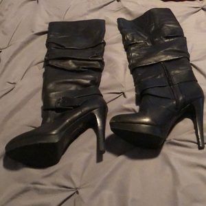 INC slouchy platform boots